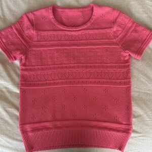 Pink Short Sleeve Knit Sweater
